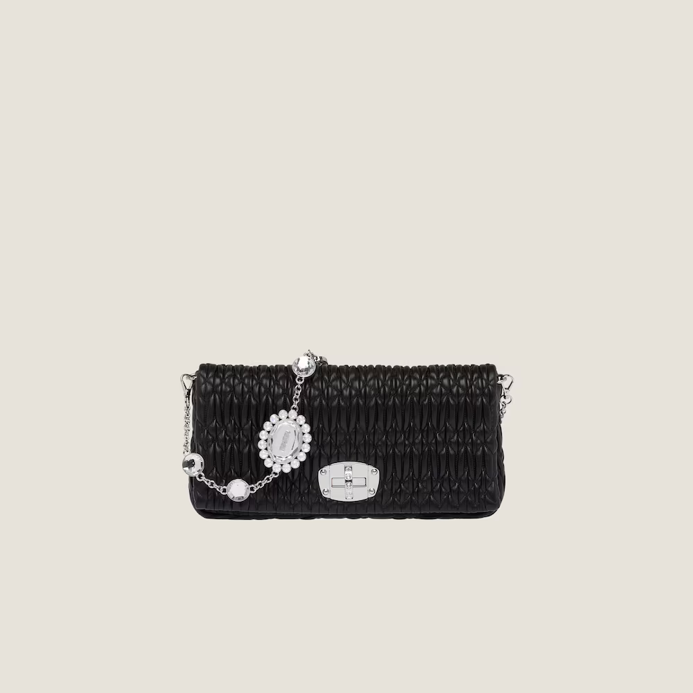 Miu Miu Iconic Crystal Cloqué Nappa leather bag